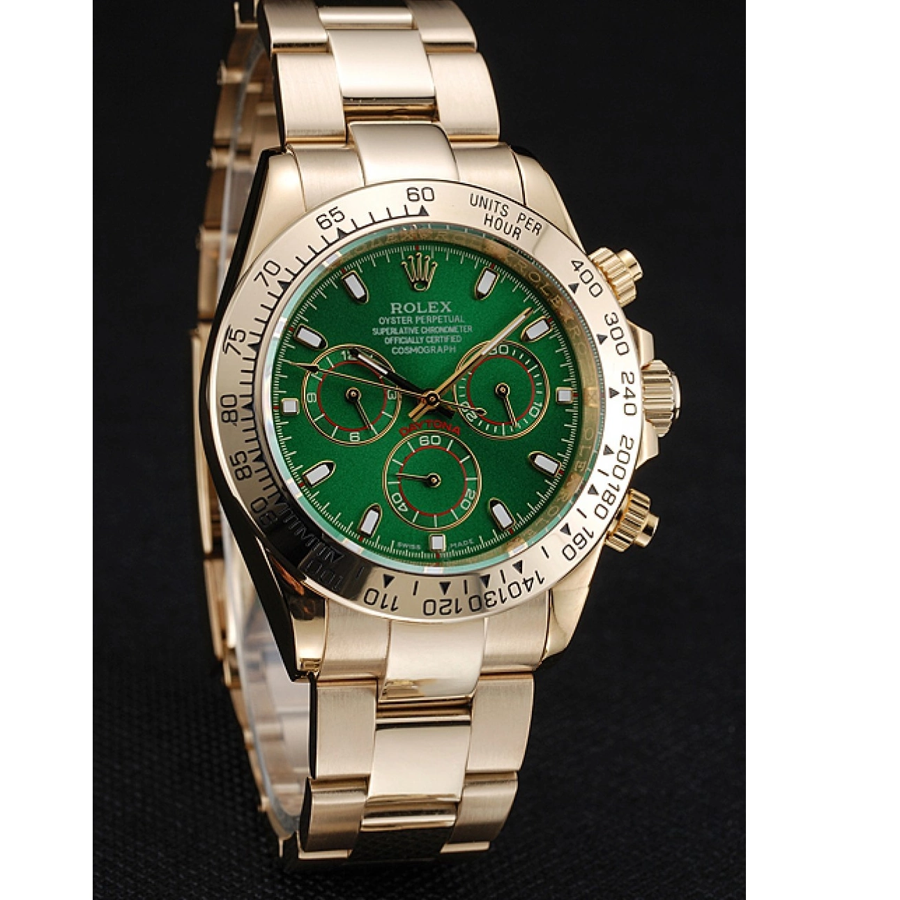 MiroTime 0704 Rolex Cosmograph Daytona Green Dial Gold Case And Bracelet 1454244